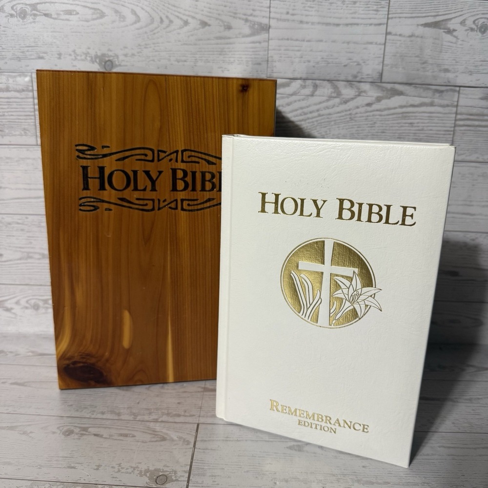 VTG Holy Bible KJV Remembrance Edition Cedar Box Case Union‎ Made USA Local 478